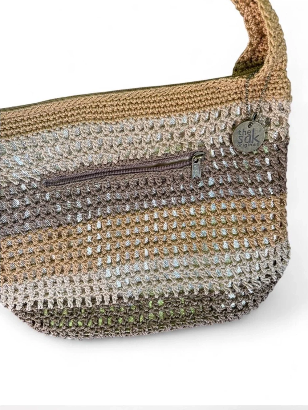 The SAK woven crochet raffia style hobo slouchy tote bag Beachy Resort wear